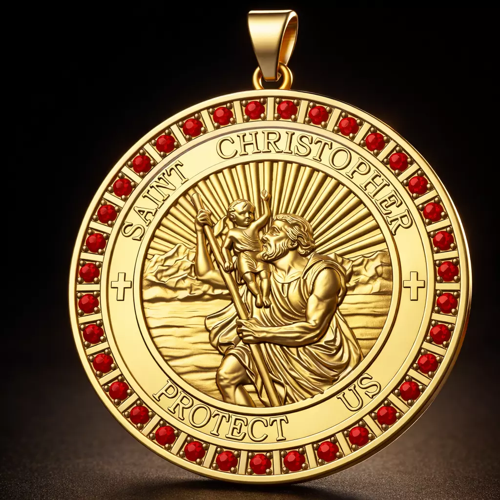 Saint Christopher Protect Us Medallion 3D print model
