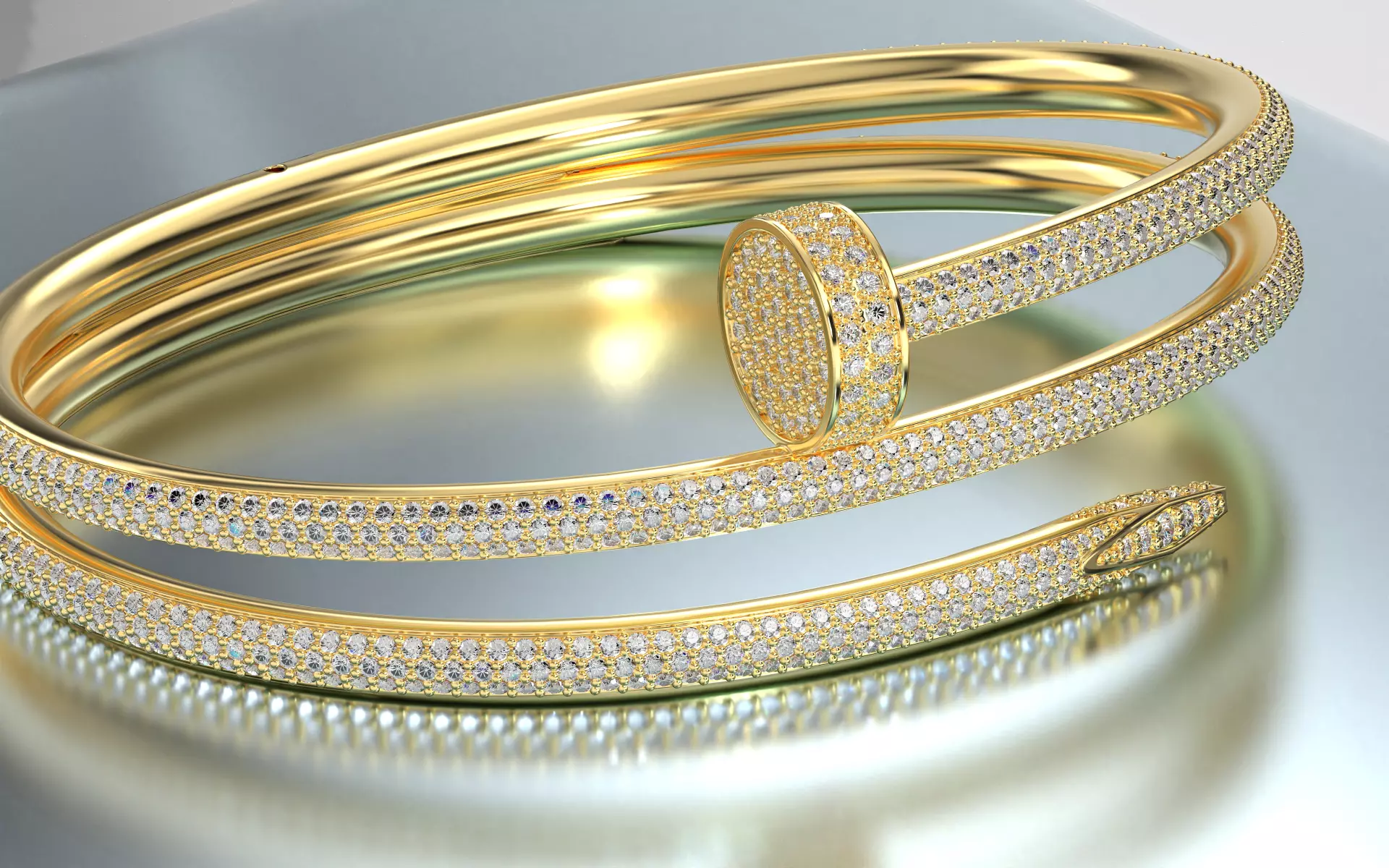 Bracelet Juste un Clou  double all diamond New Lock 3D print model_1