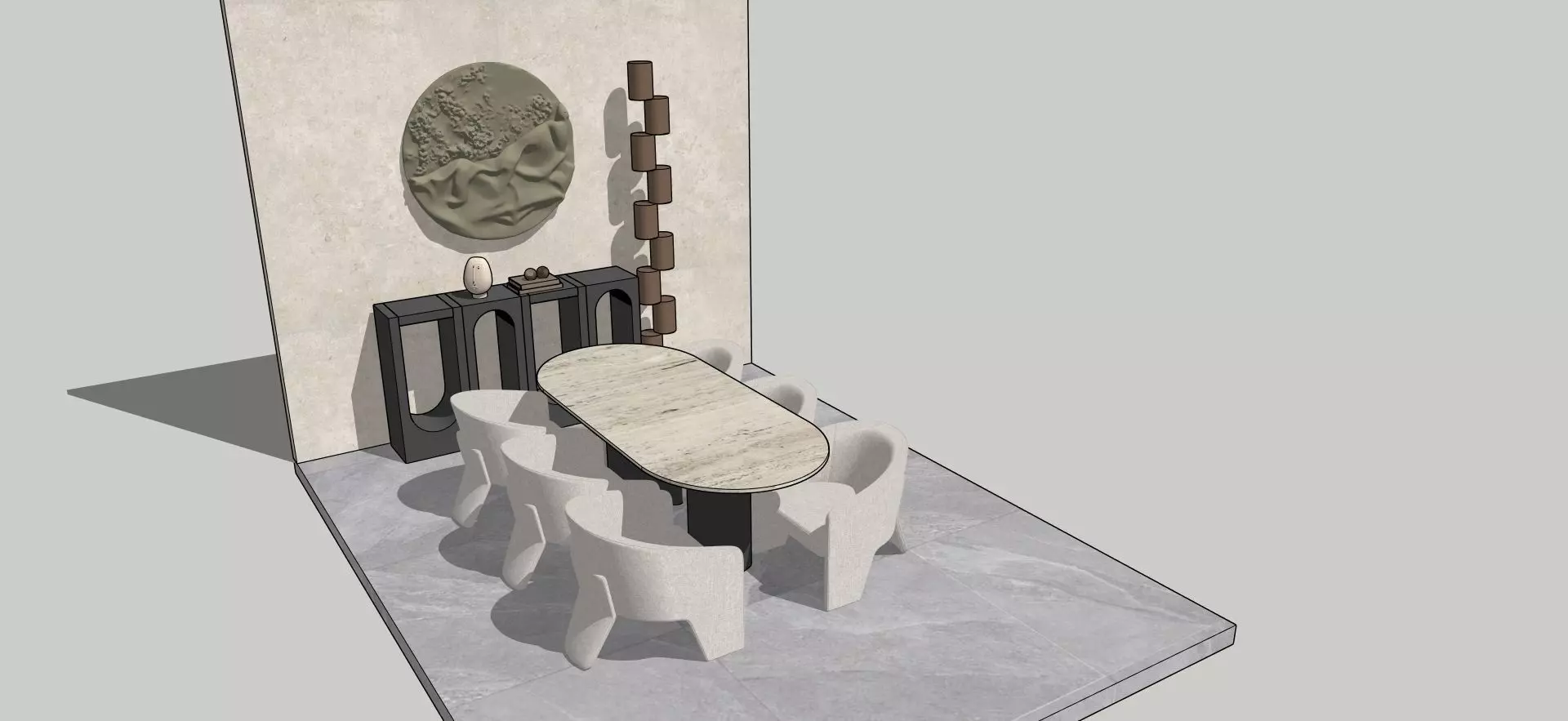 Dining table with a console sketchup  3D model_0