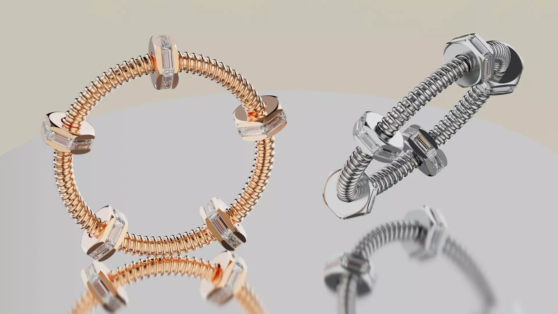 Ring Ecrou diamond 3D print model_0