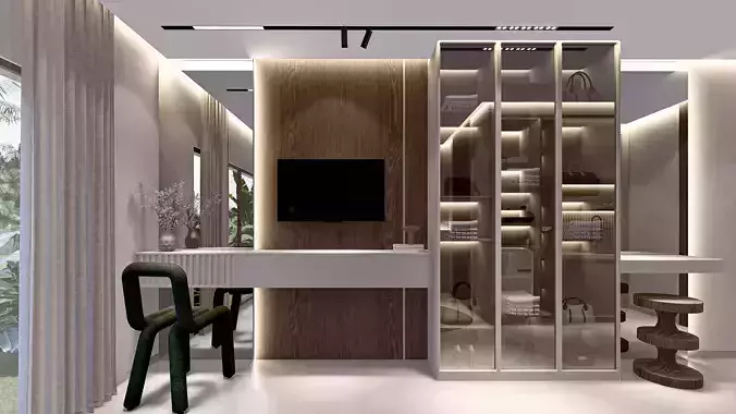 Studio containing bedroom and a small kitchen sketchup file