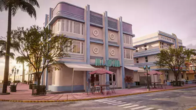 MIAMI VICE CITY ART DECO BUILDING 4 Low-poly 3D model 2