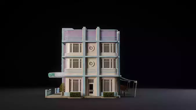 MIAMI VICE CITY ART DECO BUILDING 4 Low-poly 3D model 5