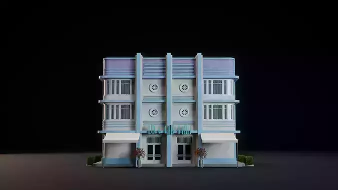 MIAMI VICE CITY ART DECO BUILDING 4 Low-poly 3D model 7