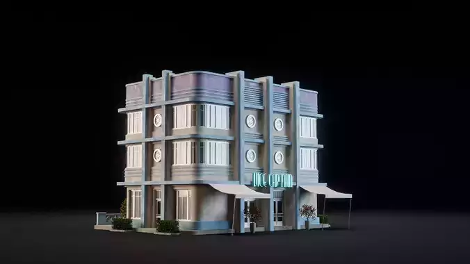 MIAMI VICE CITY ART DECO BUILDING 4 Low-poly 3D model 6