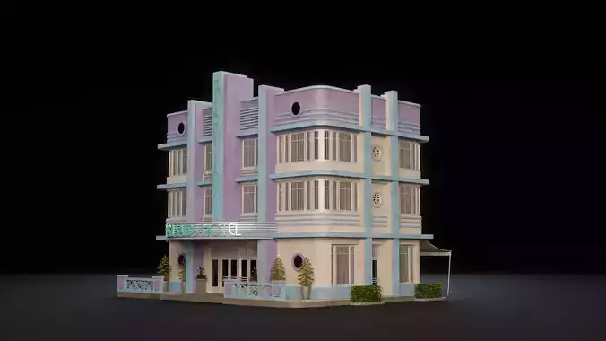 MIAMI VICE CITY ART DECO BUILDING 4 Low-poly 3D model 4