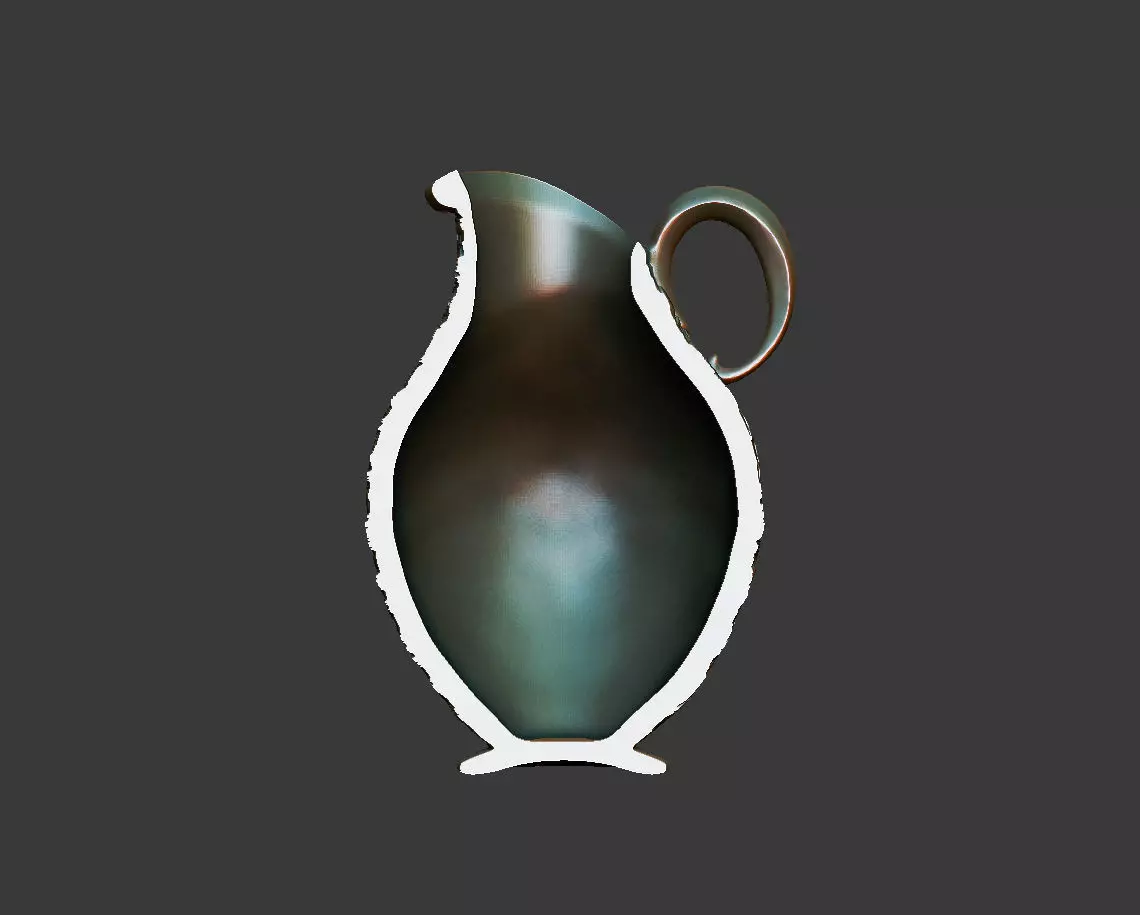 silver pottery old decor ornate Ewer Victorian jug floral 3D print model_7