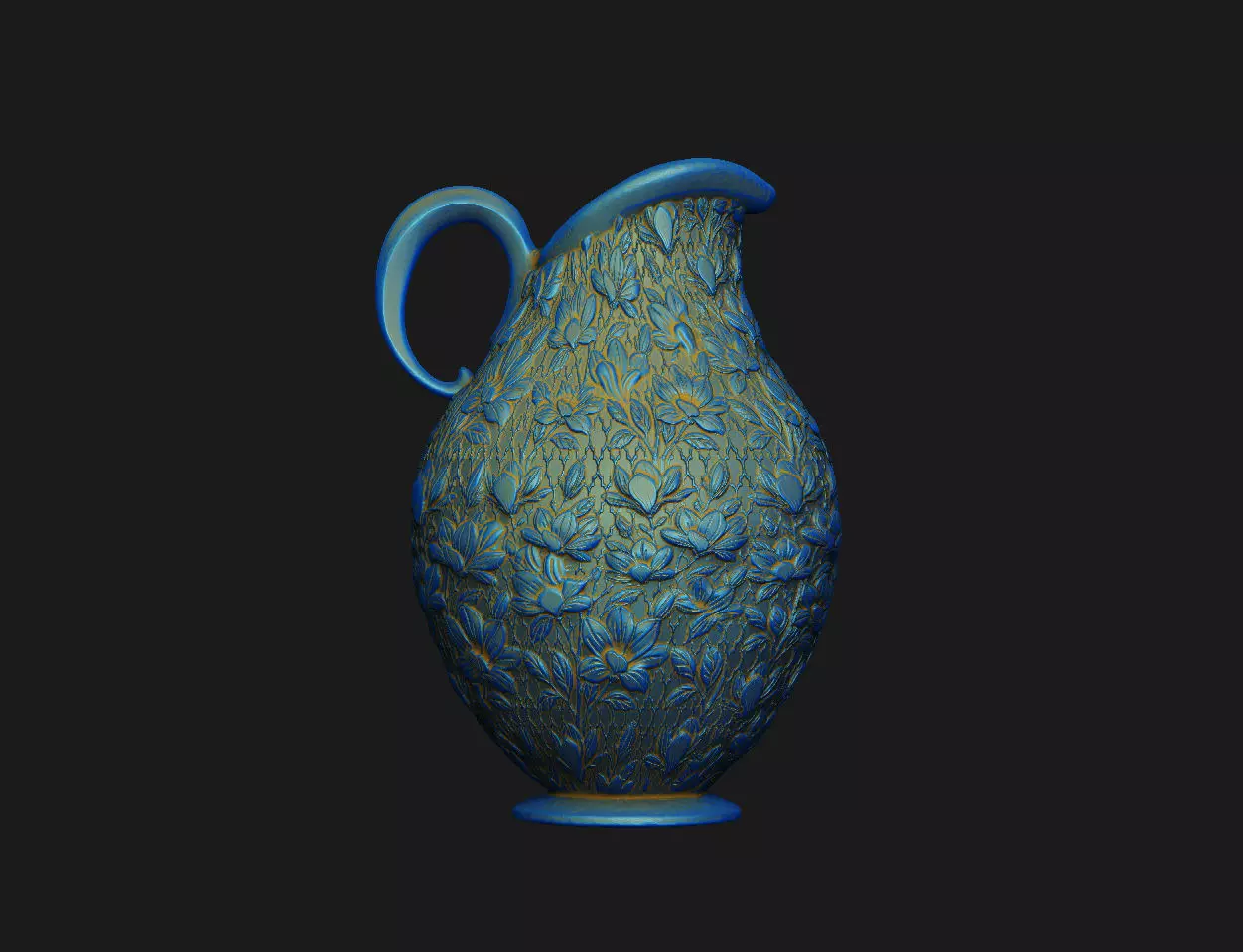 silver pottery old decor ornate Ewer Victorian jug floral 3D print model_2