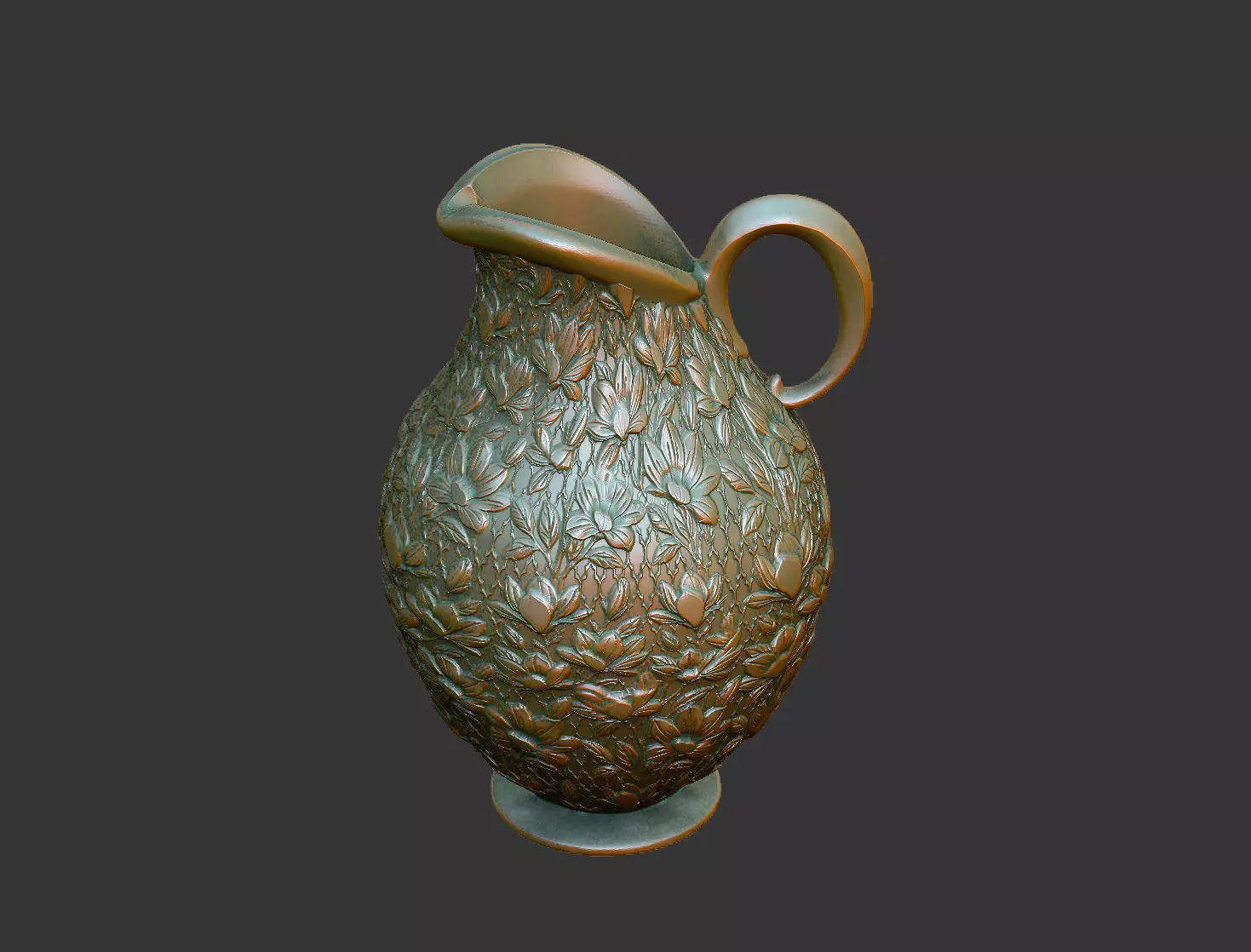 silver pottery old decor ornate Ewer Victorian jug floral 3D print model_6