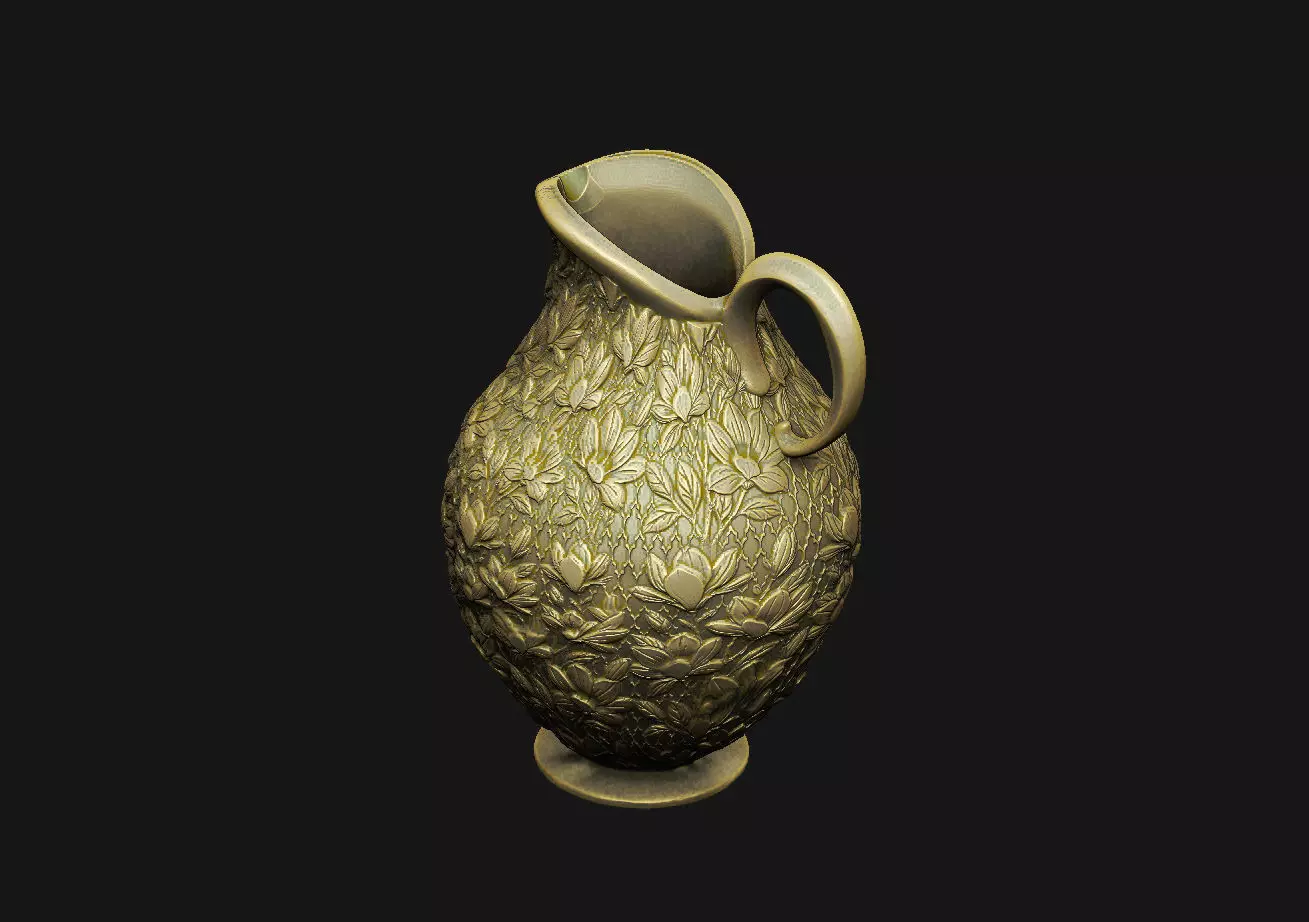 silver pottery old decor ornate Ewer Victorian jug floral 3D print model_0