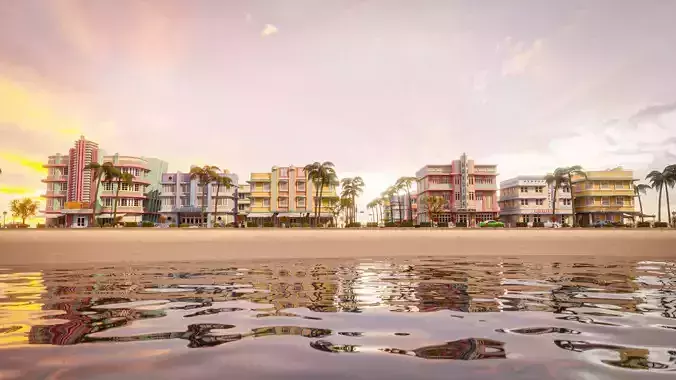 MIAMI VICE CITY ART DECO BUILDING SCENE DEMO FILE