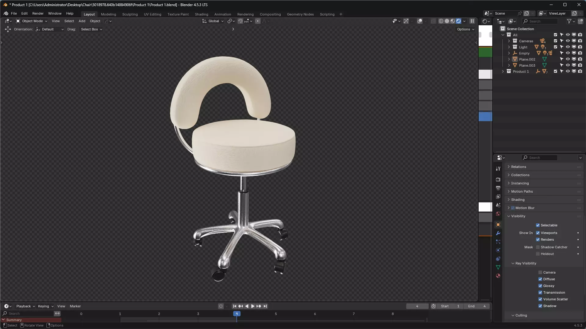 Stylish Pedicure Stool Low-poly 3D model_9