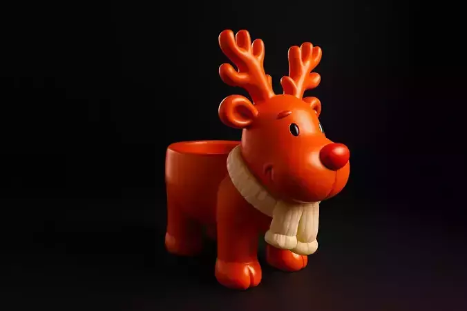 Adorable Reindeer Planter Cute Holiday Deer Pot Christmas Desk 