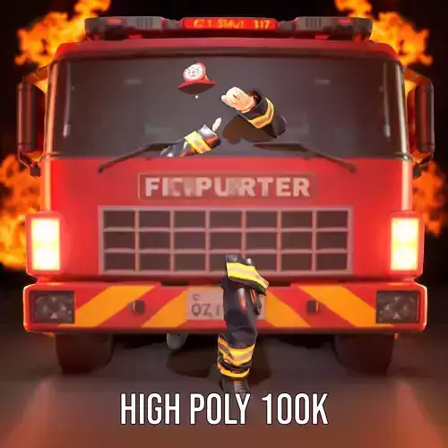 Firefighter Character model pack Low-poly 3D model