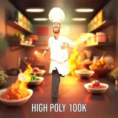Charming Chef Character model pack Low-poly 3D model