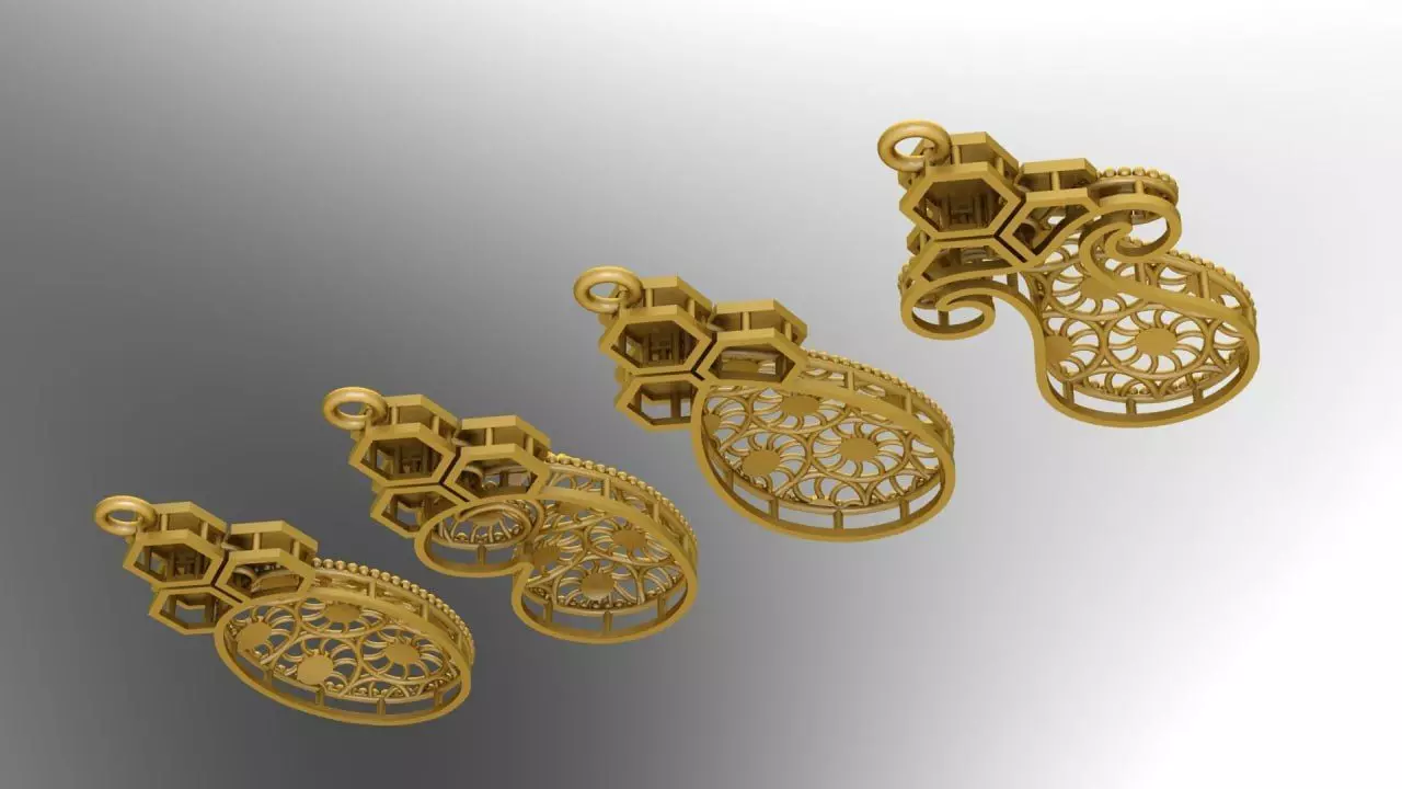 movable fusion cut earrings 3D print model_1