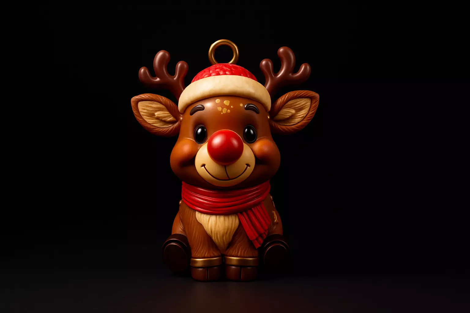 Cute Christmas Reindeer Ornament Festive Red-Nosed Reindeer 3D print model