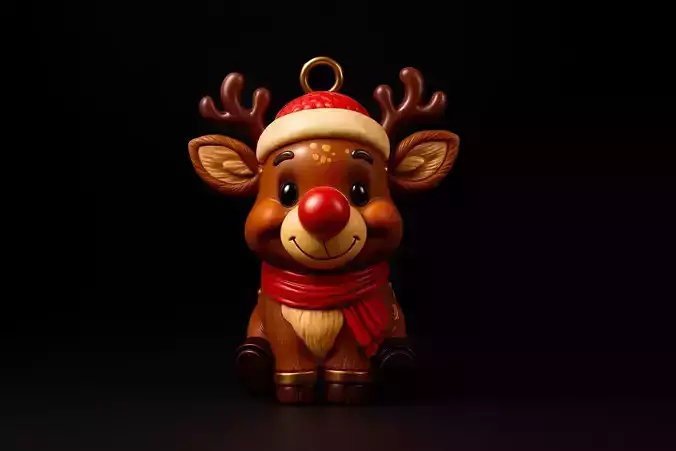 Cute Christmas Reindeer Ornament Festive Red-Nosed Reindeer