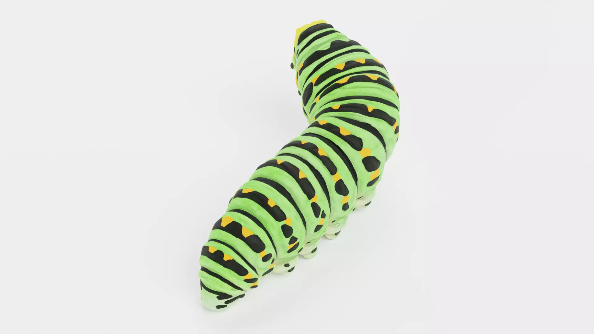 Old World Swallowtail Caterpillar V2 - Butterfly Larva Rigged 3D model