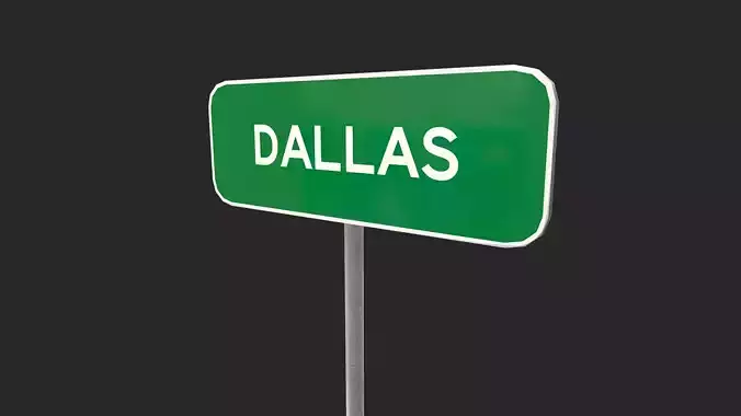 Dallas City Road Sign 3D Model
