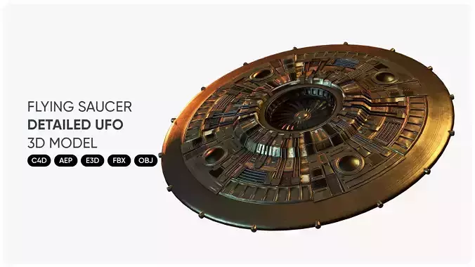 UFO Flying Saucer 3D Model for Element 3D And Cinema 4D