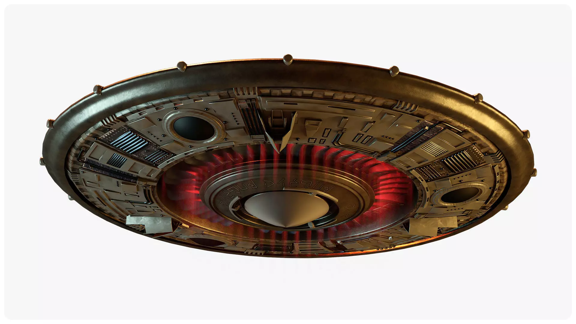 UFO Flying Saucer 3D Model for Element 3D And Cinema 4D 3D model_3