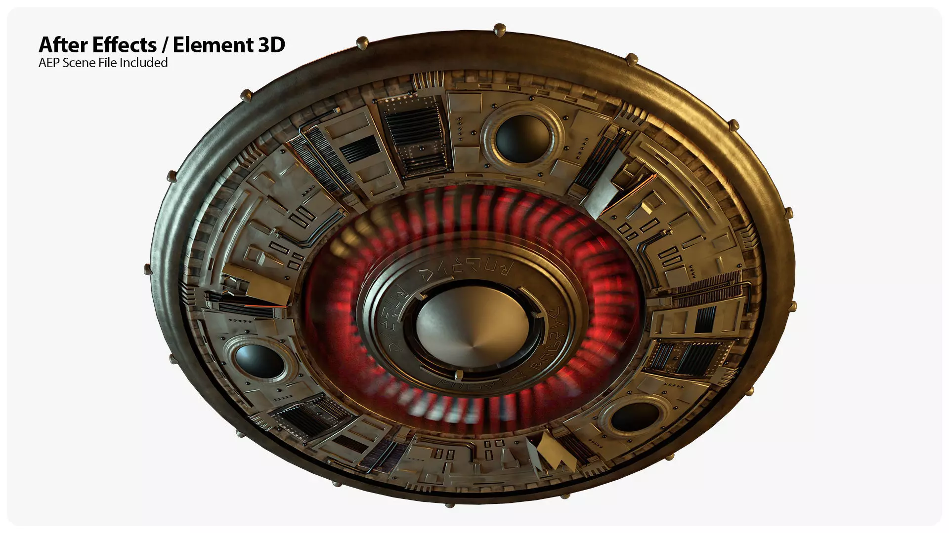 UFO Flying Saucer 3D Model for Element 3D And Cinema 4D 3D model_1