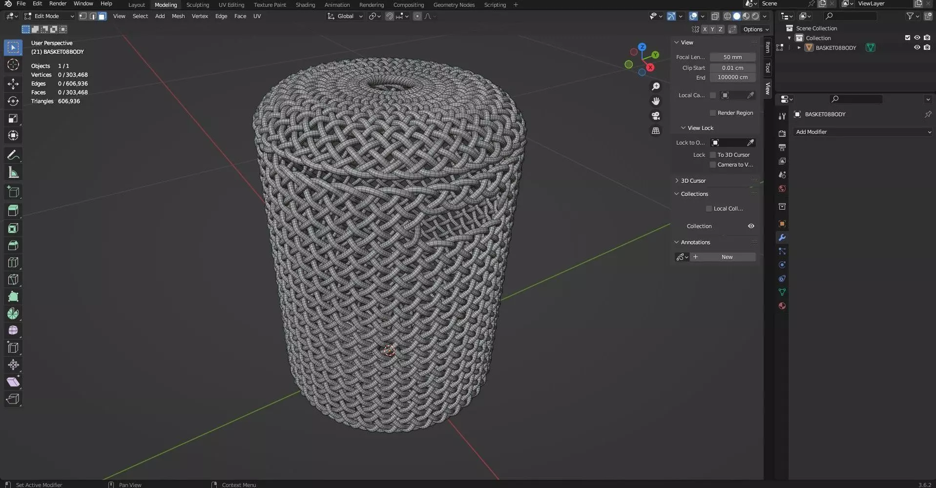 WICKER BASKET08 3D model_3