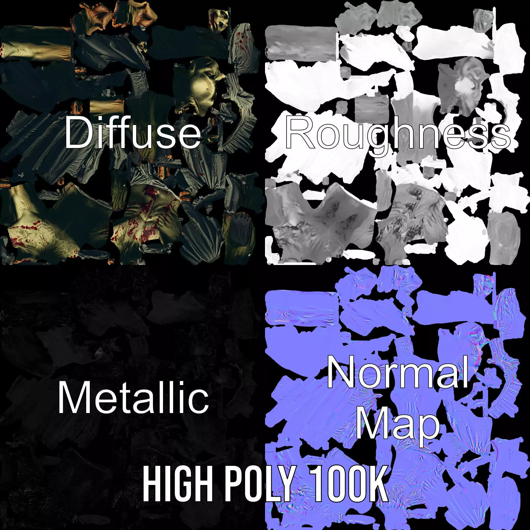 Zombie Survivor model pack Low-poly 3D model_3