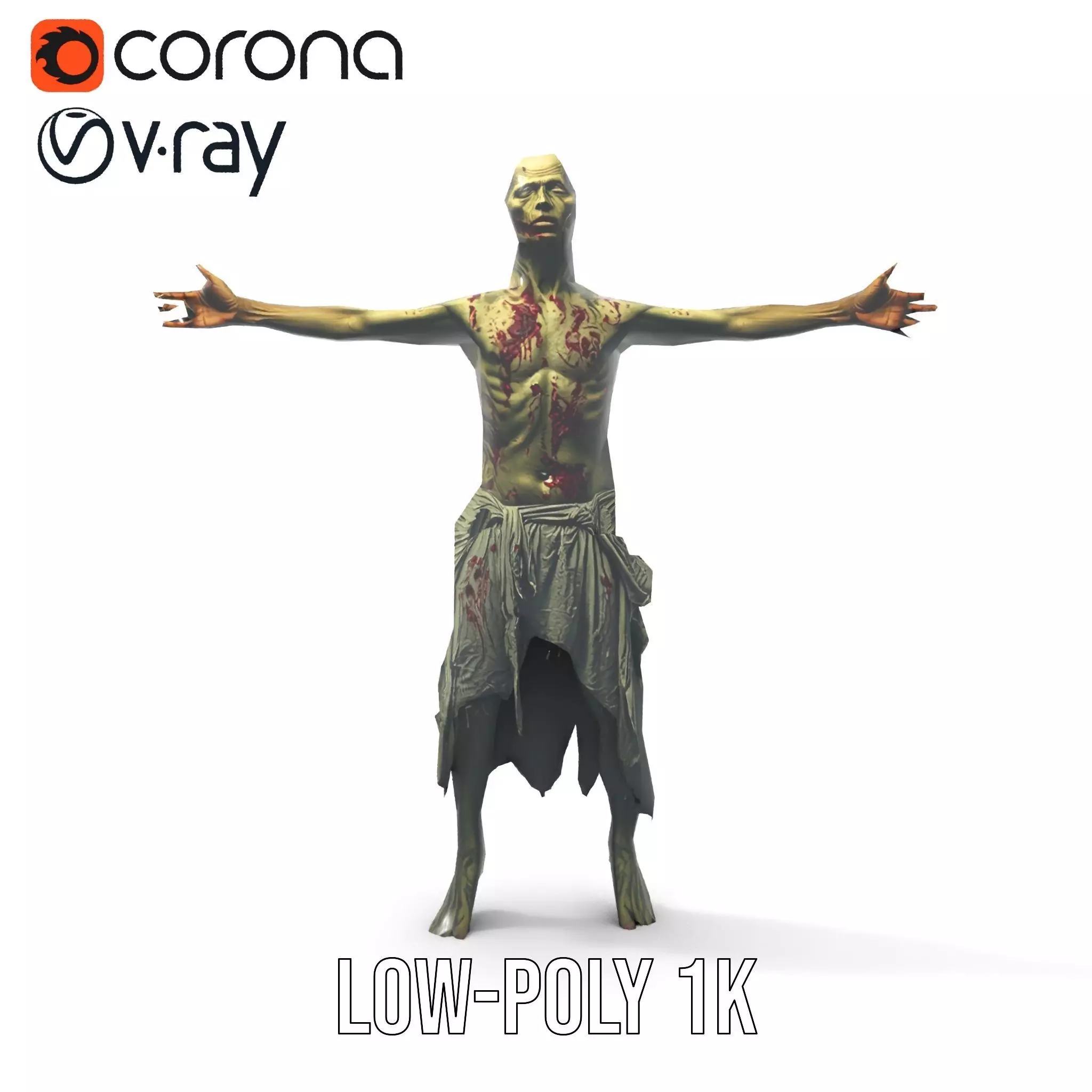 Zombie Survivor model pack Low-poly 3D model_24