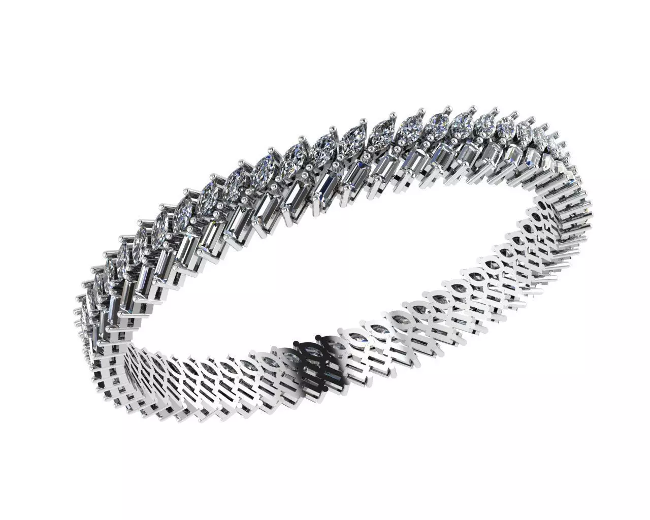 Diamond Style Bracelets 3D print model_1