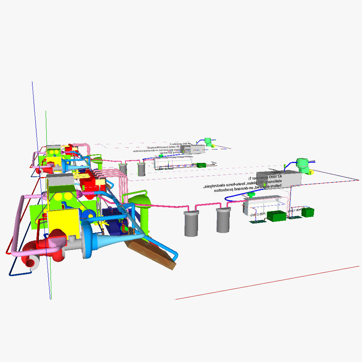 Oxyhydrogen fed AT IC motor 3D model_2