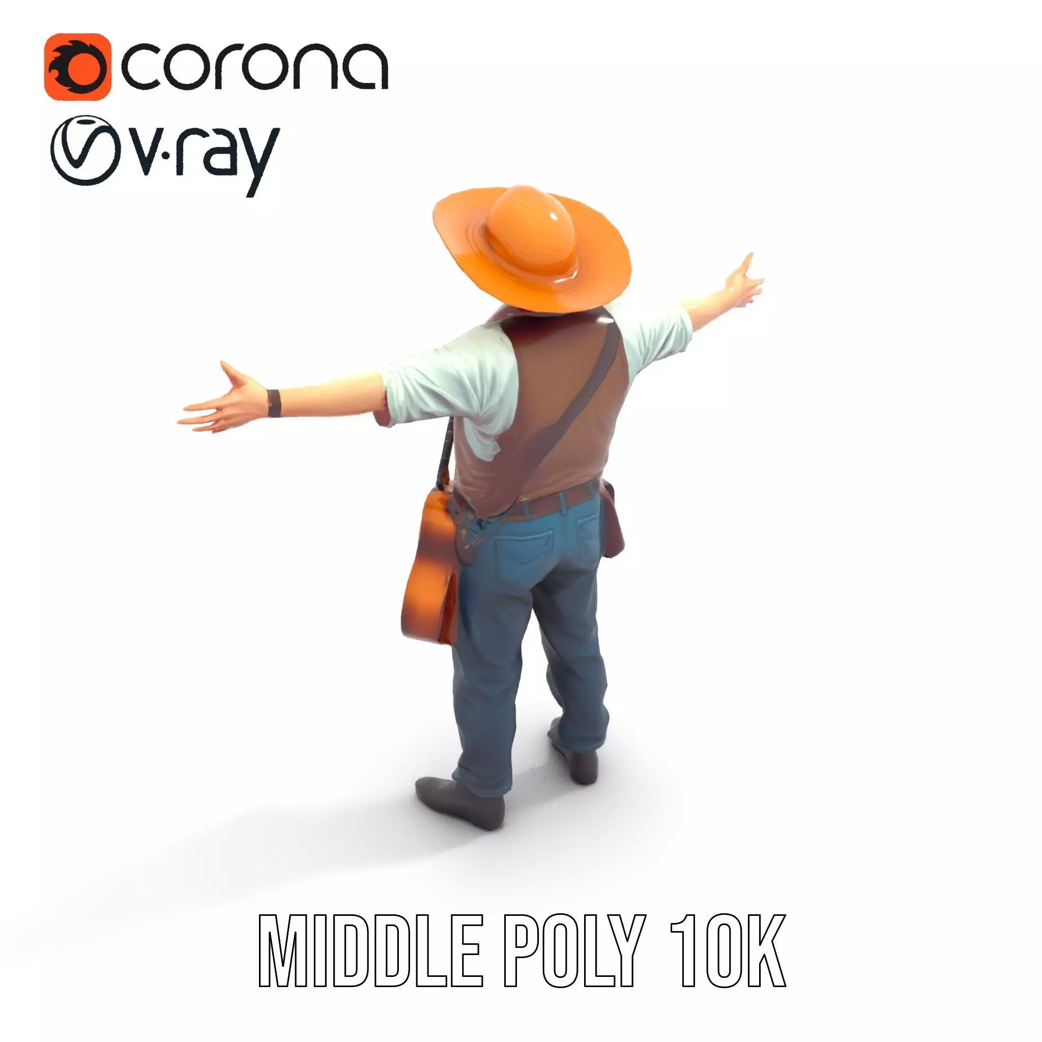 Folk Guitarist model pack Low-poly 3D model_19