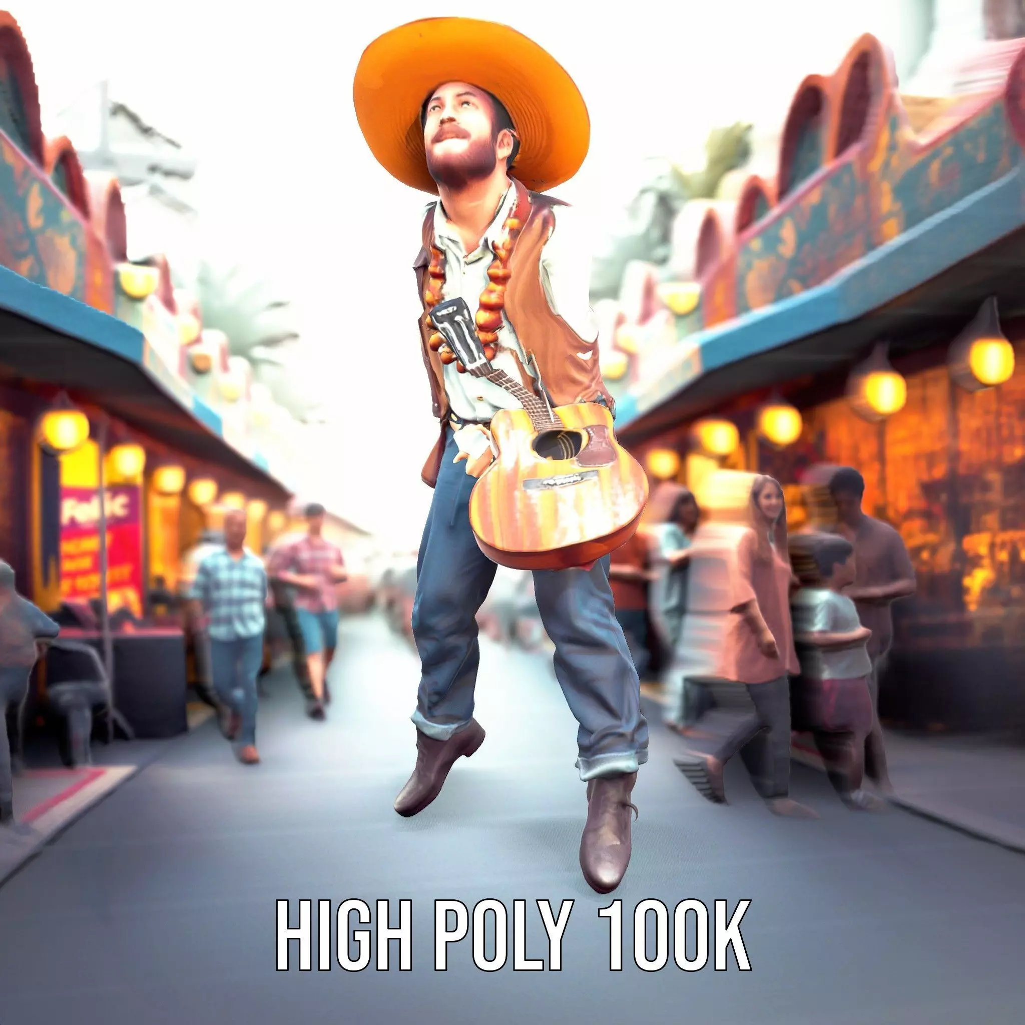 Folk Guitarist model pack Low-poly 3D model_4