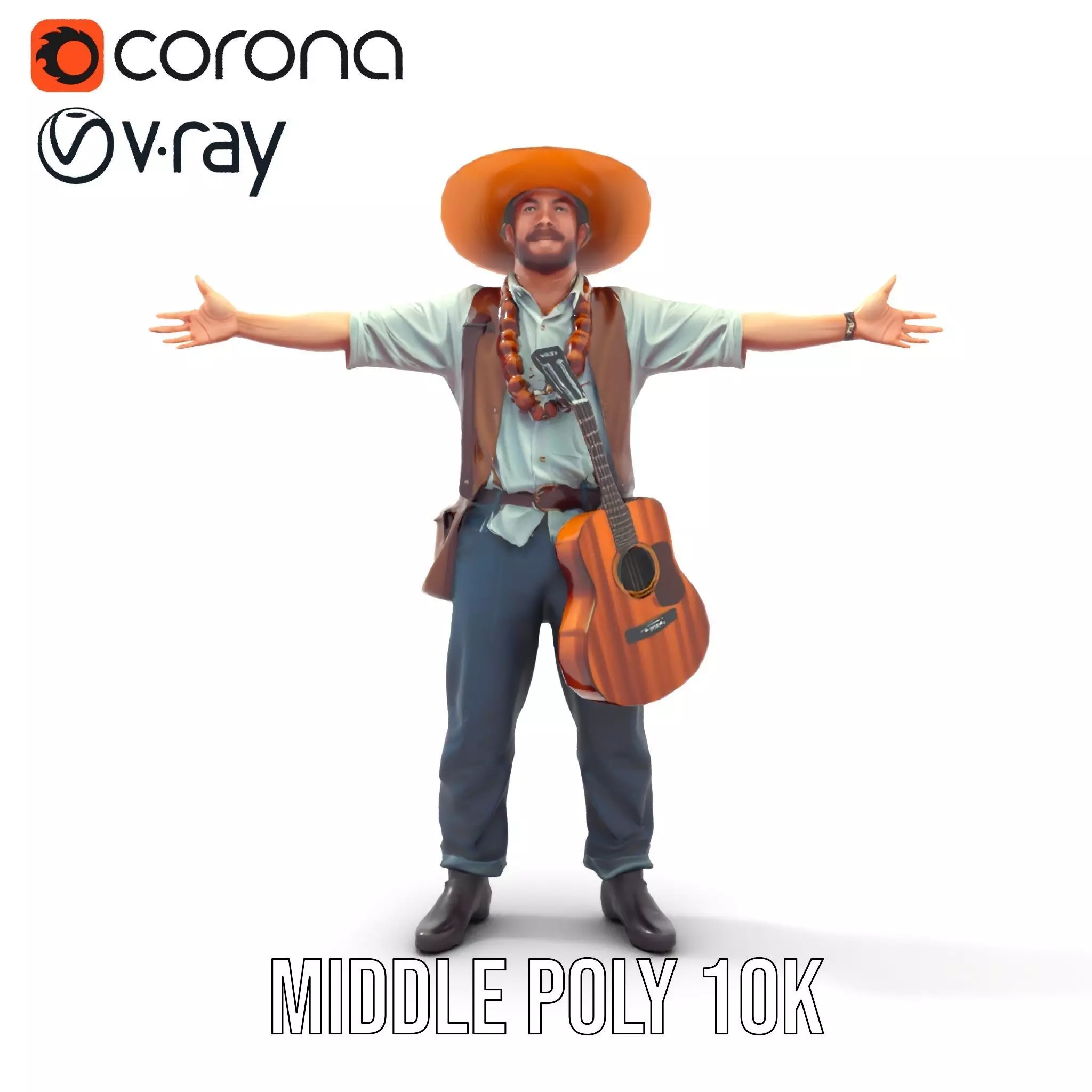 Folk Guitarist model pack Low-poly 3D model_27