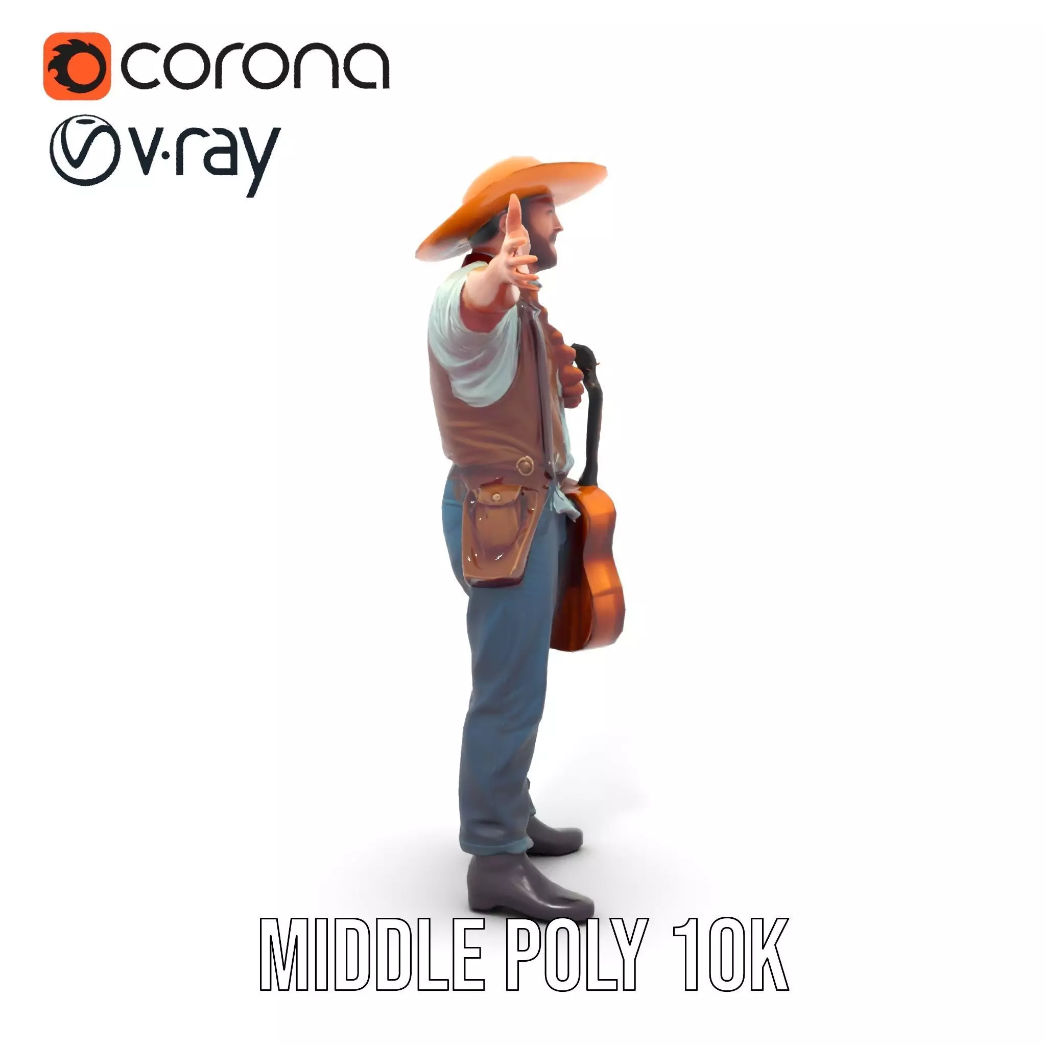 Folk Guitarist model pack Low-poly 3D model_21