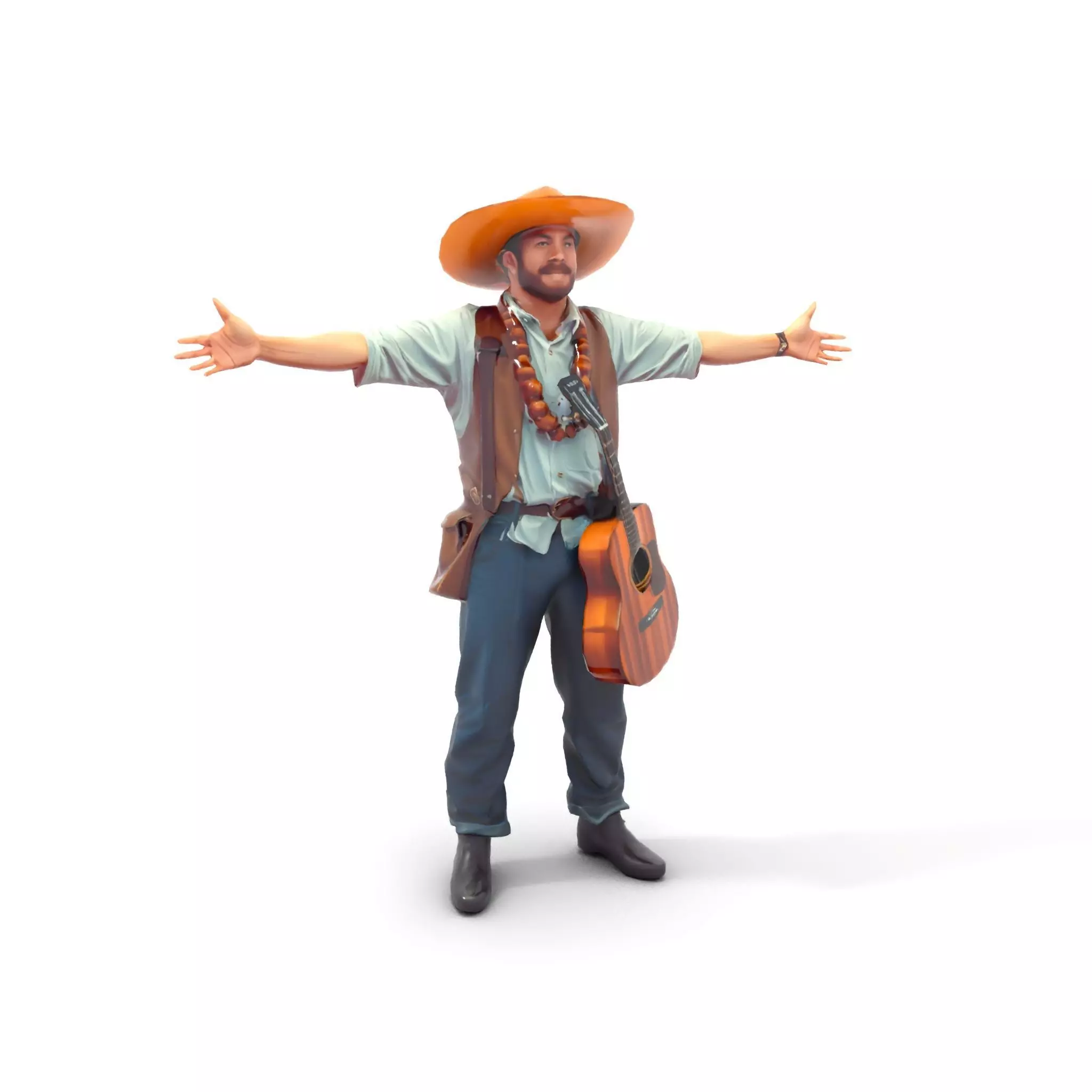 Folk Guitarist model pack Low-poly 3D model_9