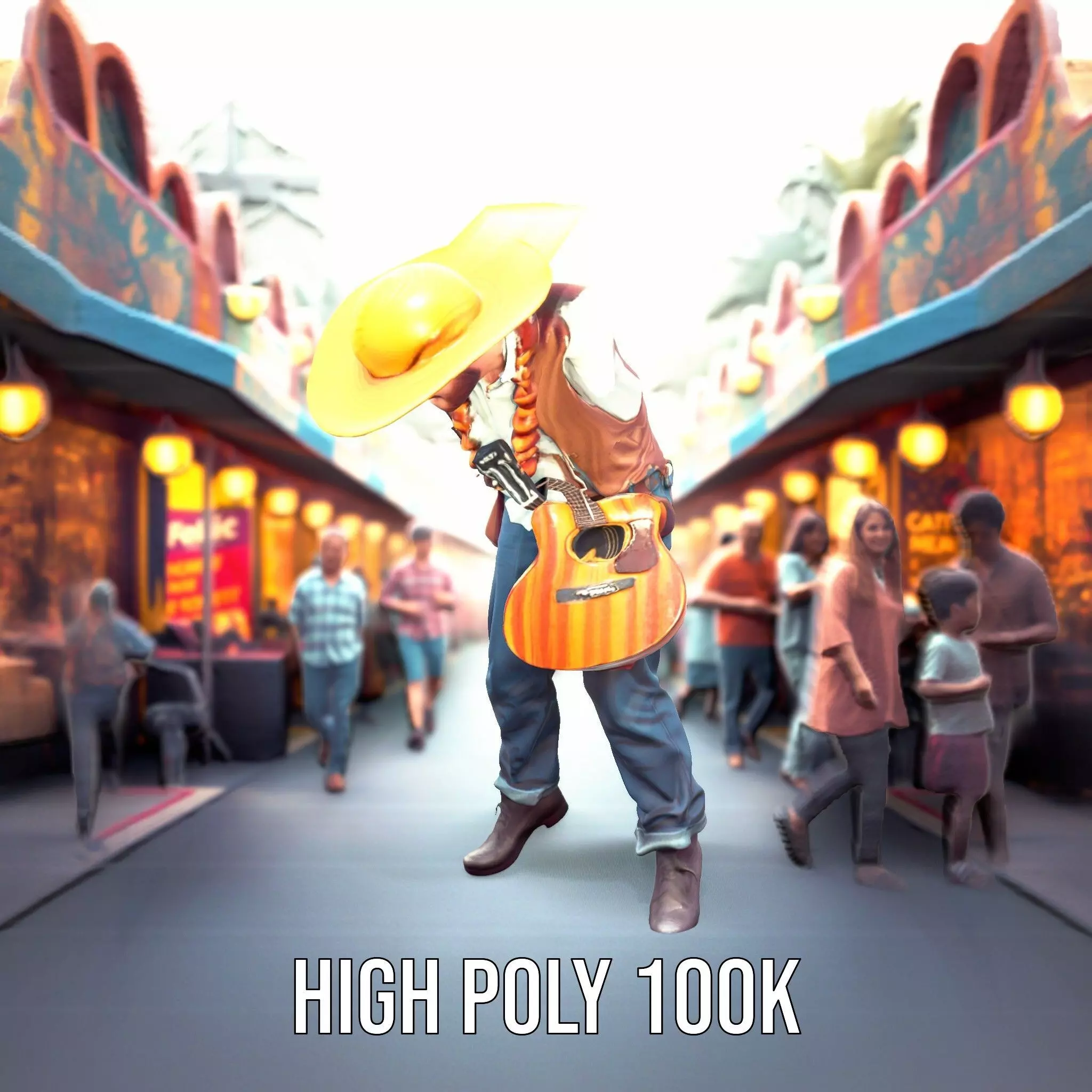 Folk Guitarist model pack Low-poly 3D model_0