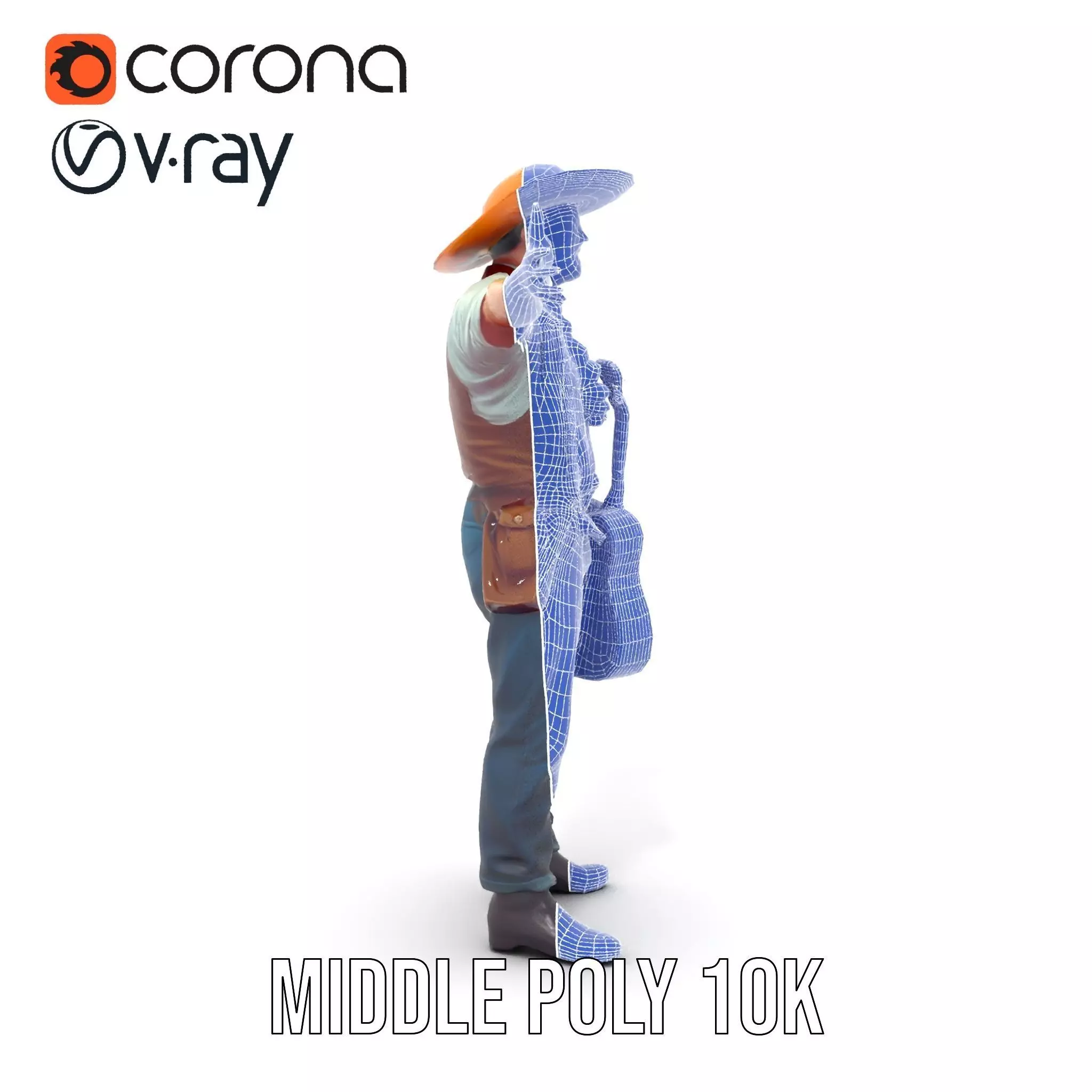 Folk Guitarist model pack Low-poly 3D model_5
