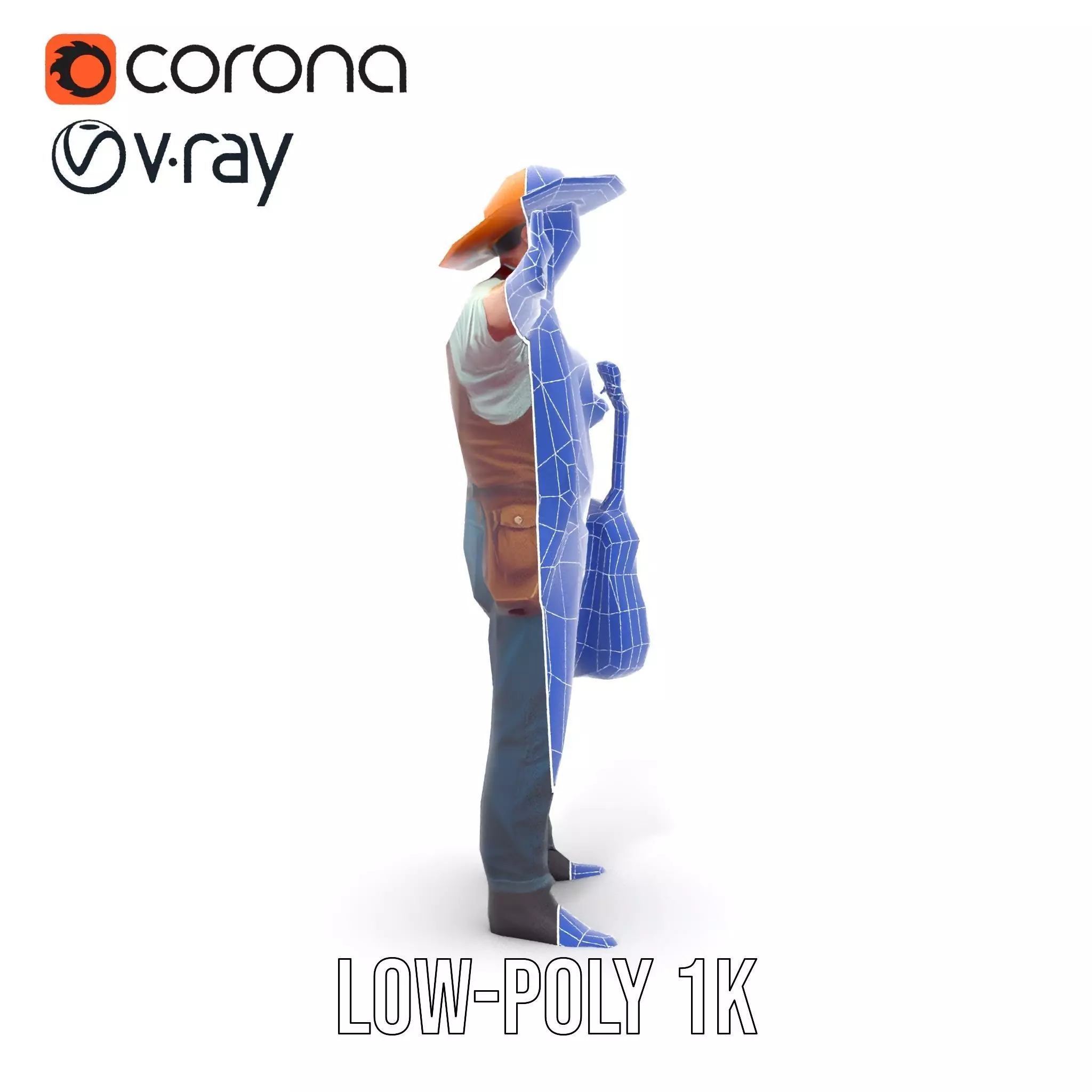 Folk Guitarist model pack Low-poly 3D model_31