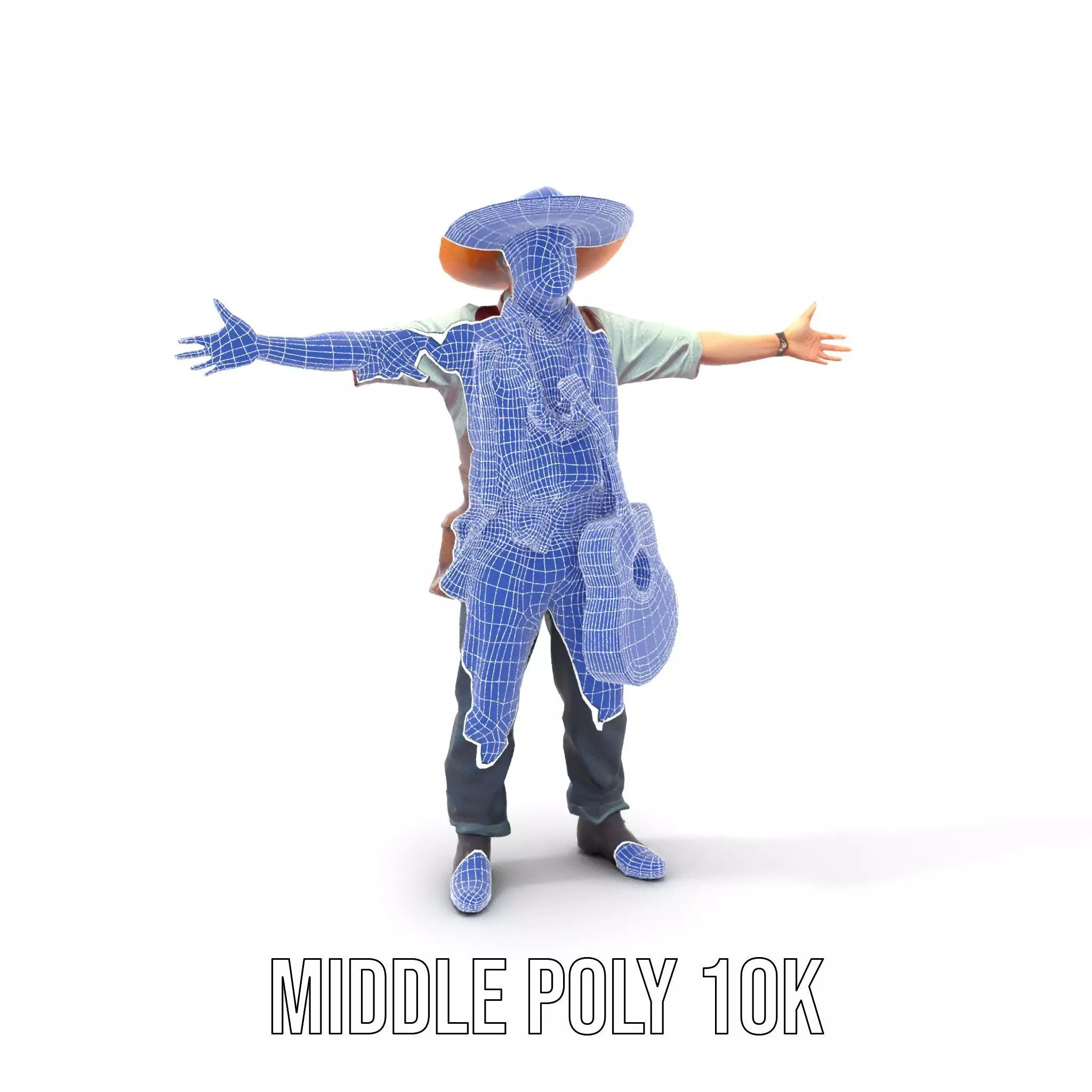 Folk Guitarist model pack Low-poly 3D model_11