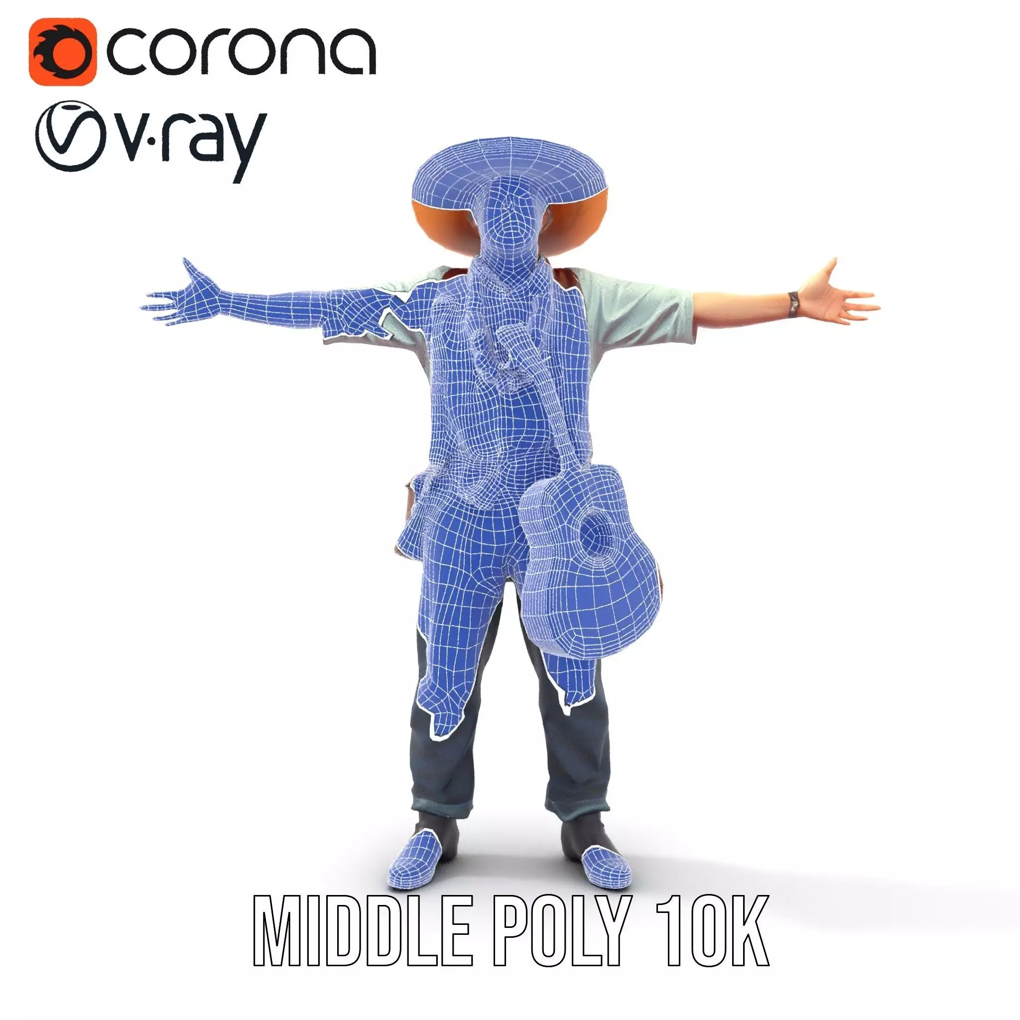 Folk Guitarist model pack Low-poly 3D model_30