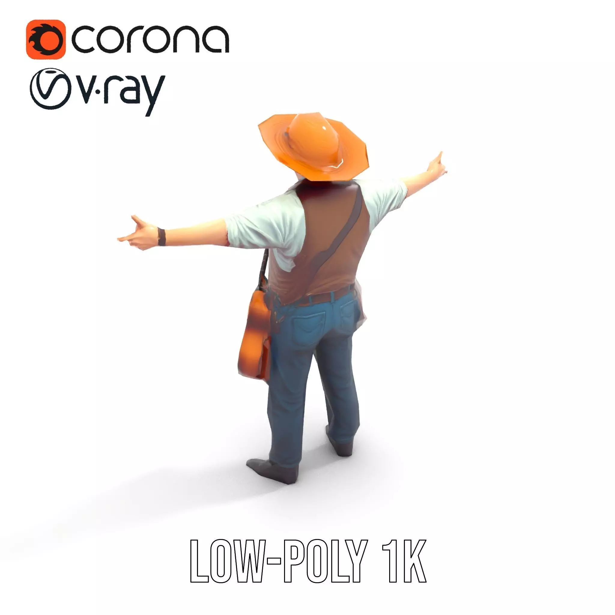 Folk Guitarist model pack Low-poly 3D model_20