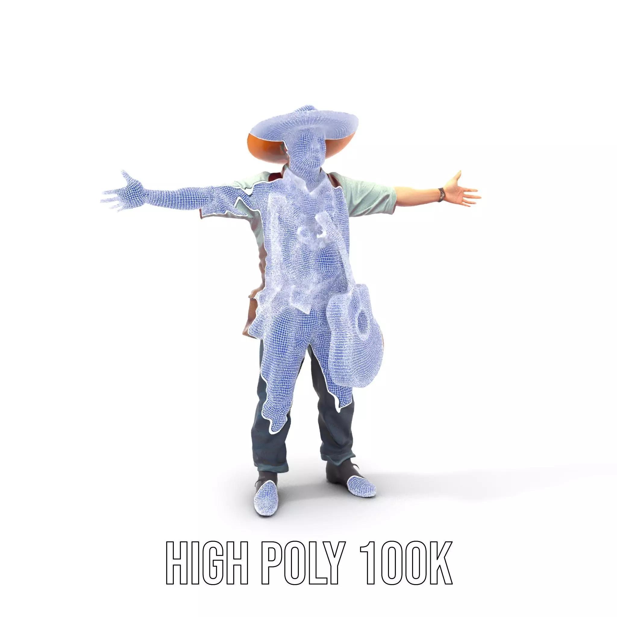 Folk Guitarist model pack Low-poly 3D model_8