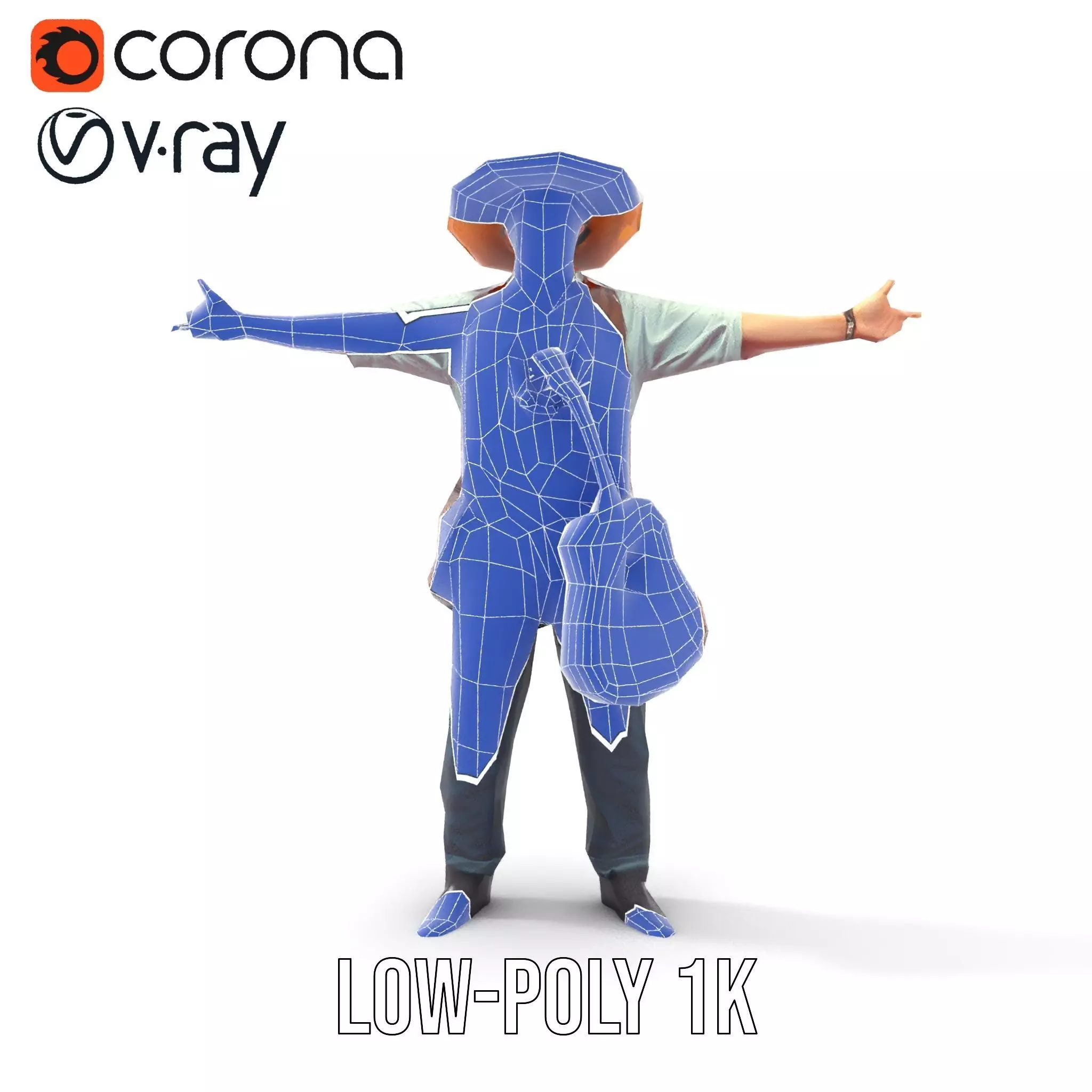 Folk Guitarist model pack Low-poly 3D model_22