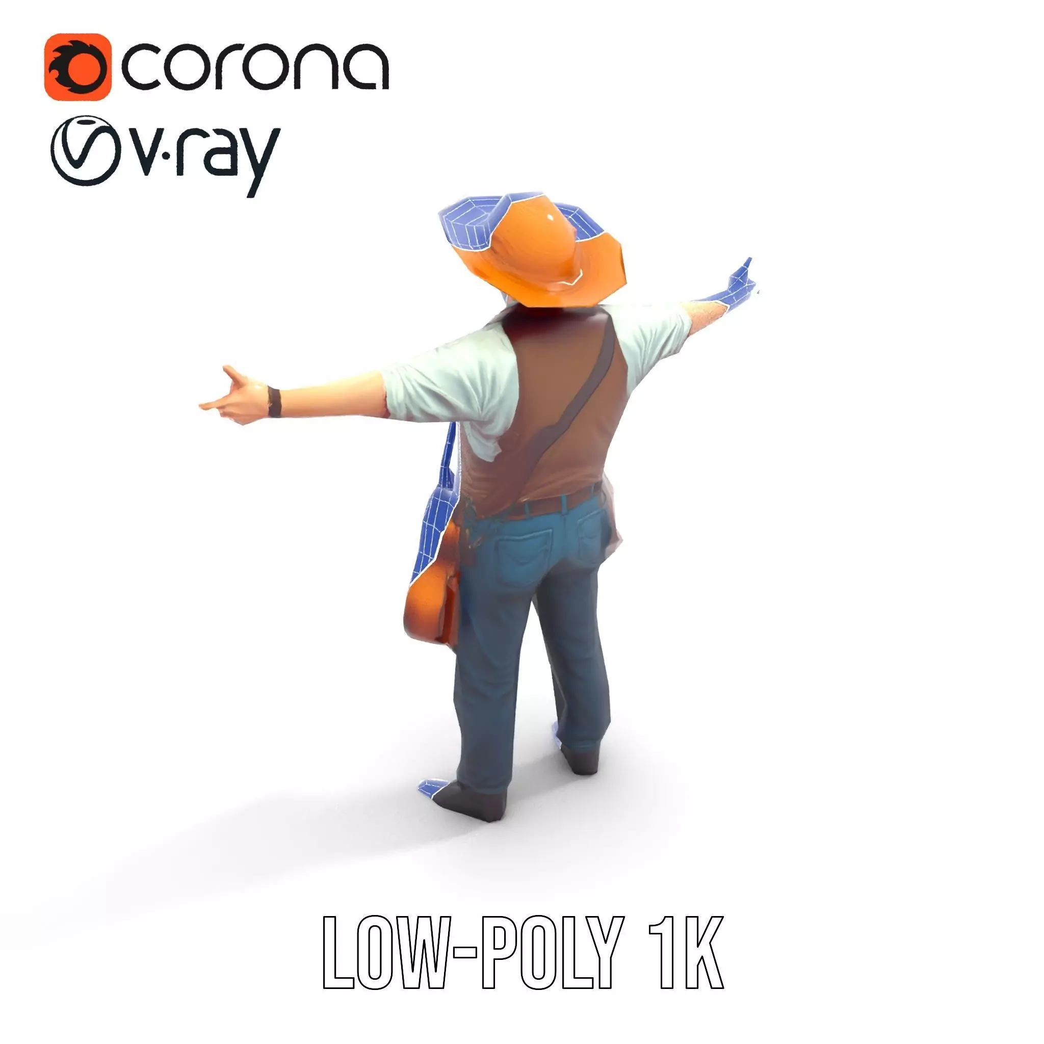 Folk Guitarist model pack Low-poly 3D model_10