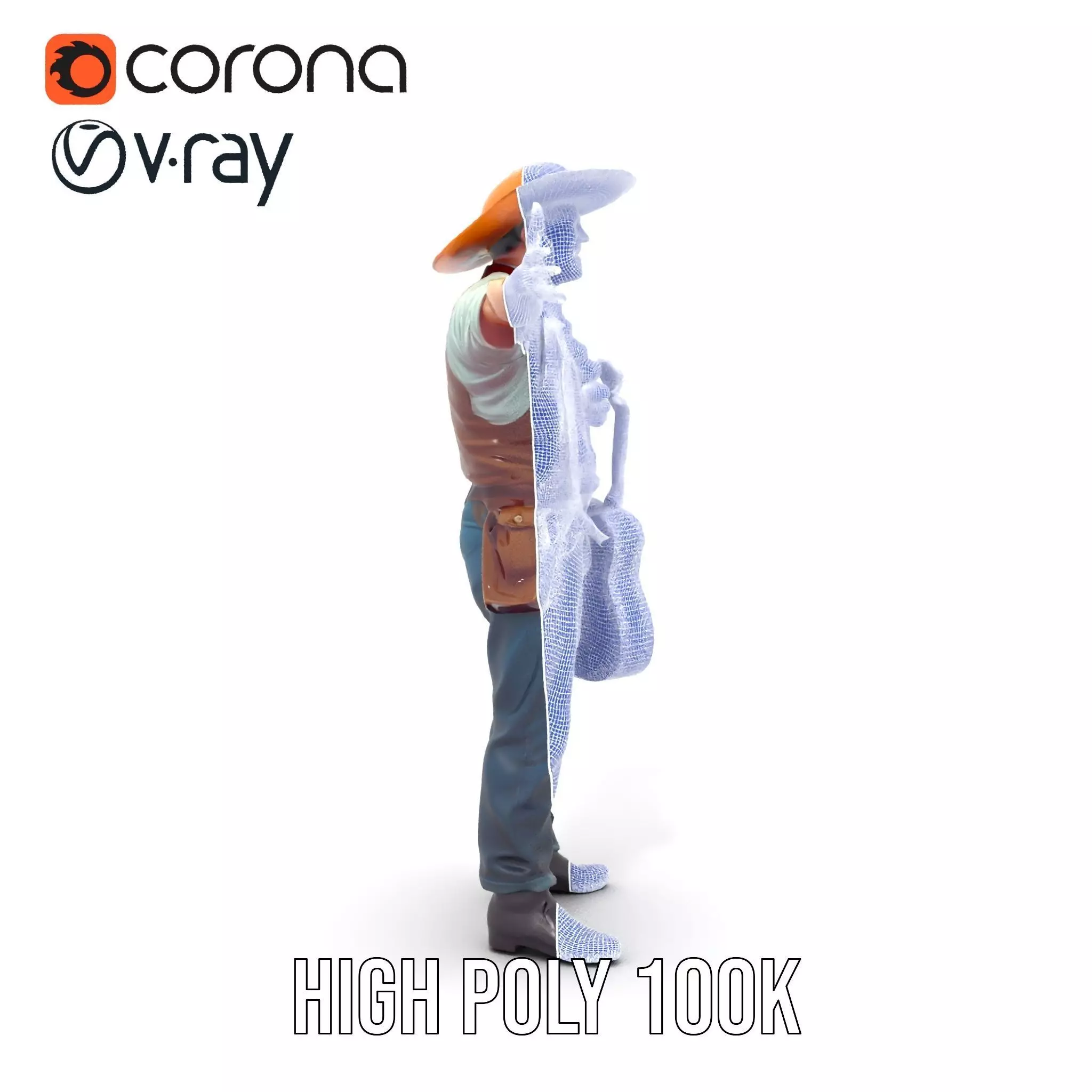 Folk Guitarist model pack Low-poly 3D model_34