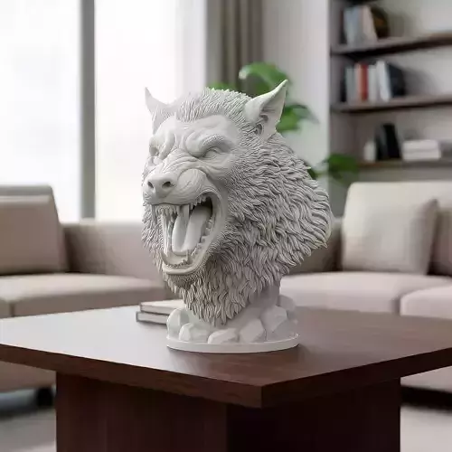 Werewolf Head Bust - 3D Print Model