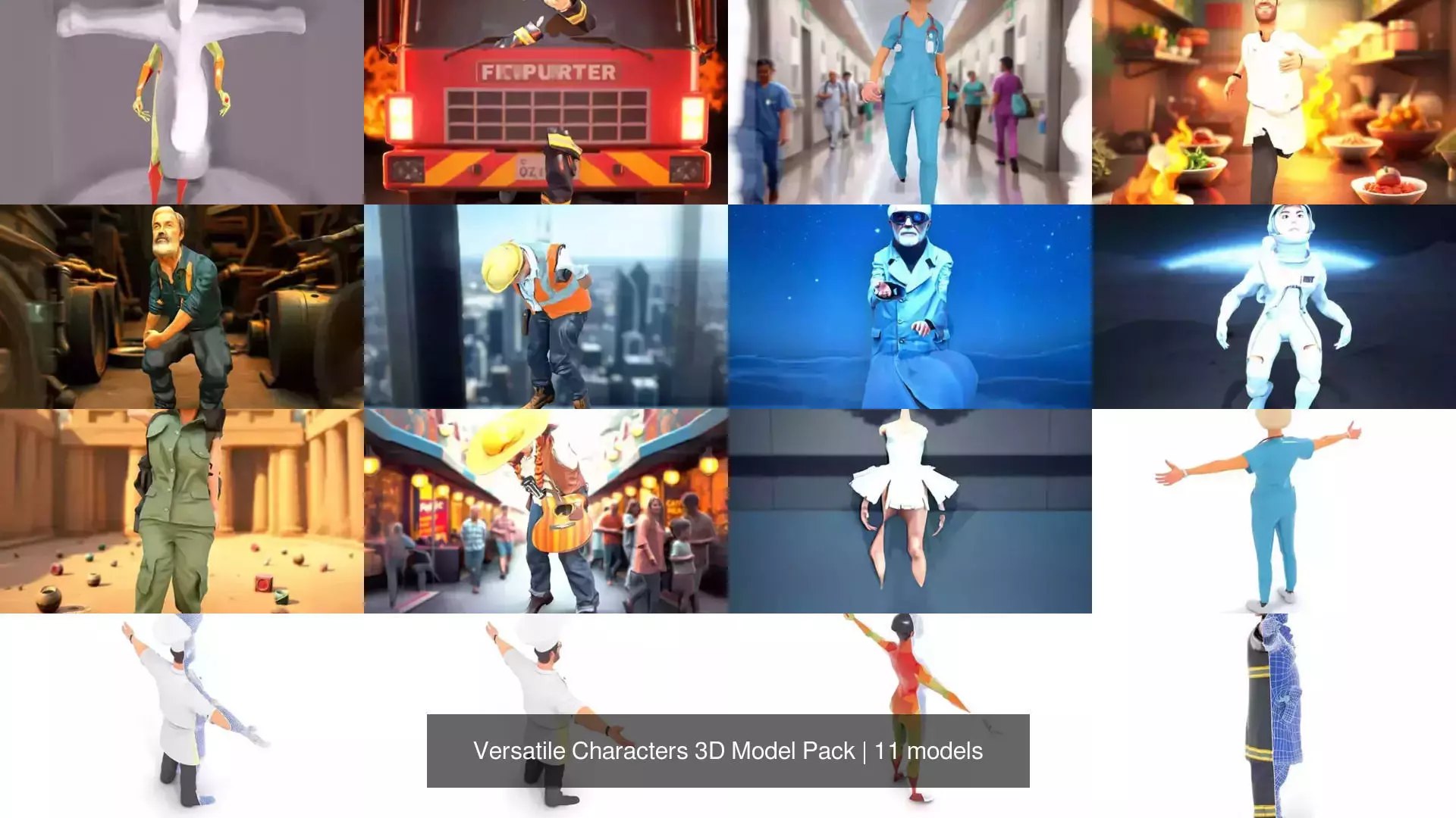 Versatile Characters 3D Model Pack 3D Model Collection_0