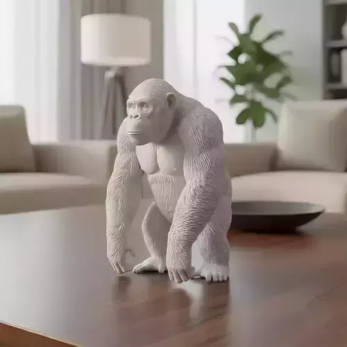 Realistic Chimpanzee Standing - 3D Print Model